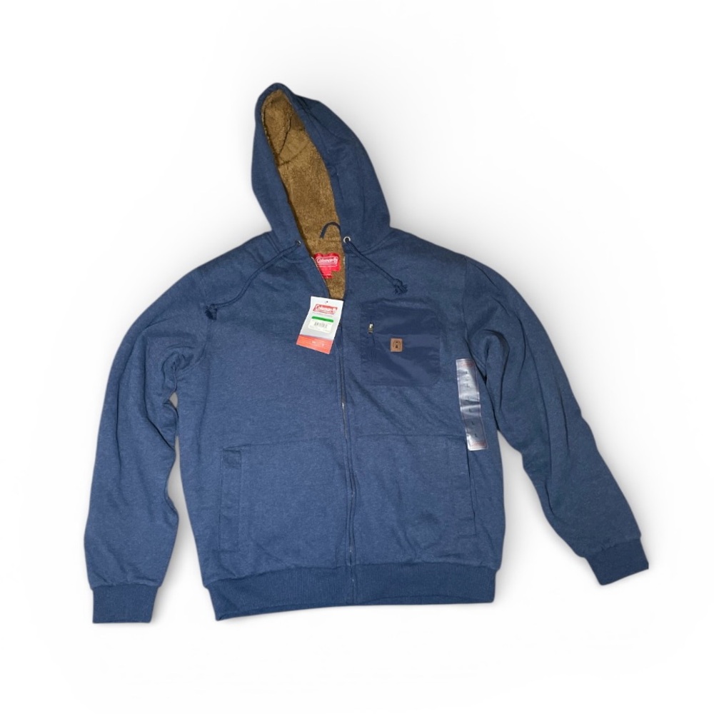 Coleman Navy Hooded Jacket with Brown Lining